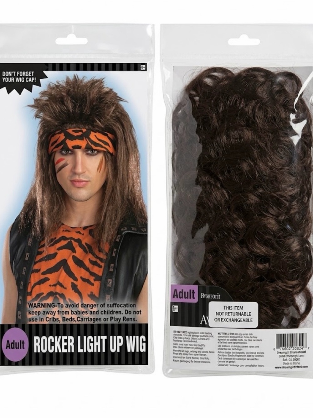Dreamgirl Like New Adult Rocker Light Up Wig One Size 